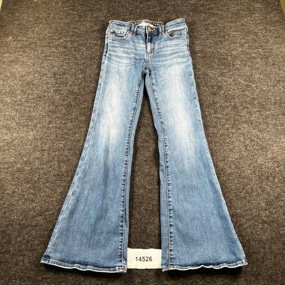 American Eagle Outfitters Jeans Women 0 Blue Cotton Next Level Stretch Flare Leg